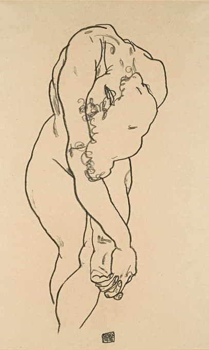 Egon Schiele - Bending Woman With Head Bowed And Crossed Hands