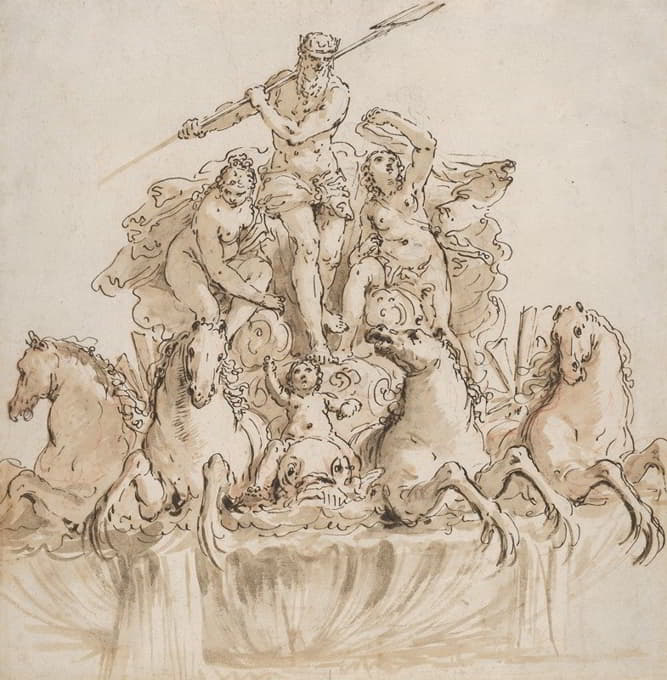 Francesco Fontebasso - Design for a Fountain with Neptune in his Chariot