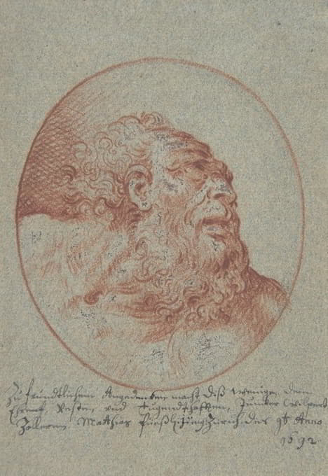 Mathais Füssli the Youngest - Head of a Bearded Man Looking Right