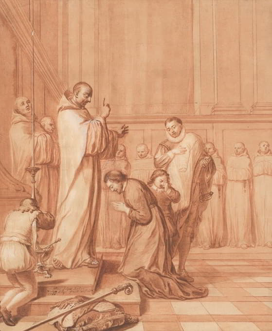 Matthieu Elias - Jean de La Barrière blessing a cardinal