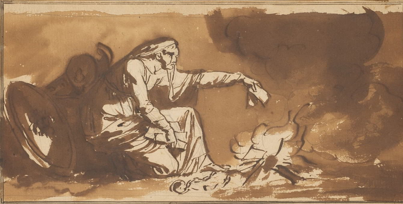 Nicolai Abraham Abildgaard - An Old Woman Burning Papers