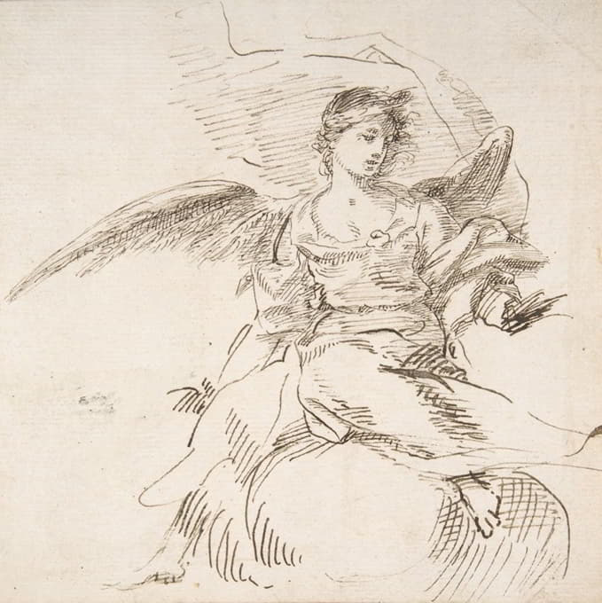 Pedro Duque y Cornejo - Angel Seated on Clouds