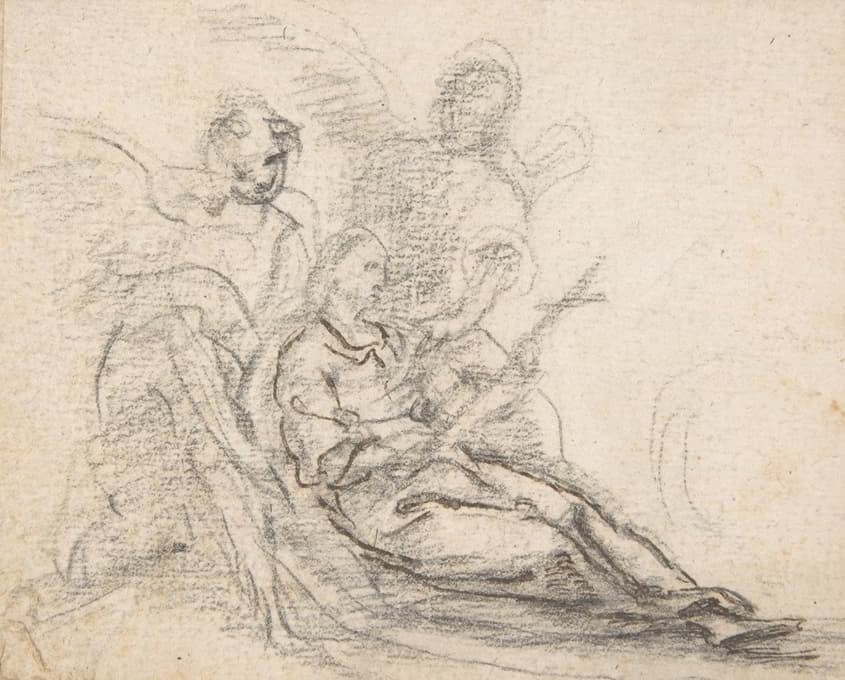 Pedro Duque y Cornejo - Reclining Figure of Saint Holding Cross, Supported by Two Angels