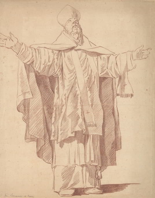 Anicet Charles Gabriel Lemonnier - Standing Ecclesiastic With Arms Upraised