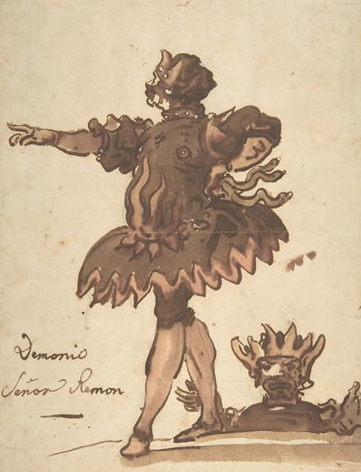 Charles de La Traverse - Costume Design for a Demon (Señor Remon), for a performance held during the celebration of the wedding of Marie-Louise de Bourbon with Archduke Léopold de Habsbourg-Lorraine