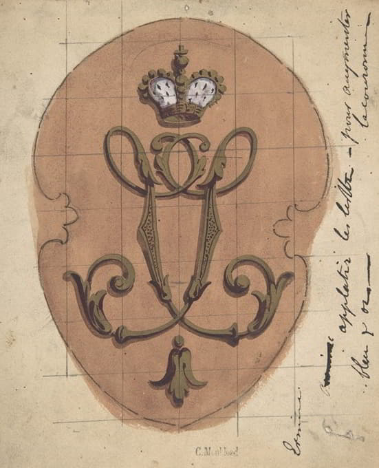 Charles Monblond - Design for a Monogram Surmounted by a Crown