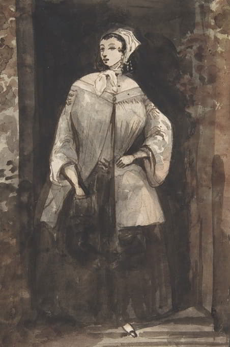 Constantin Guys - Woman Standing in a Doorway