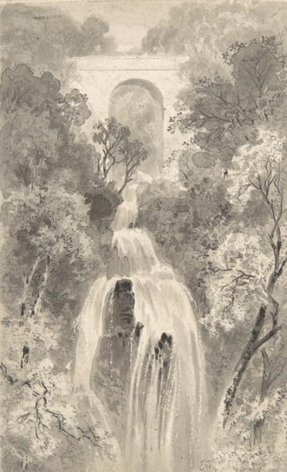 David Octavius Hill - View of a Waterfall
