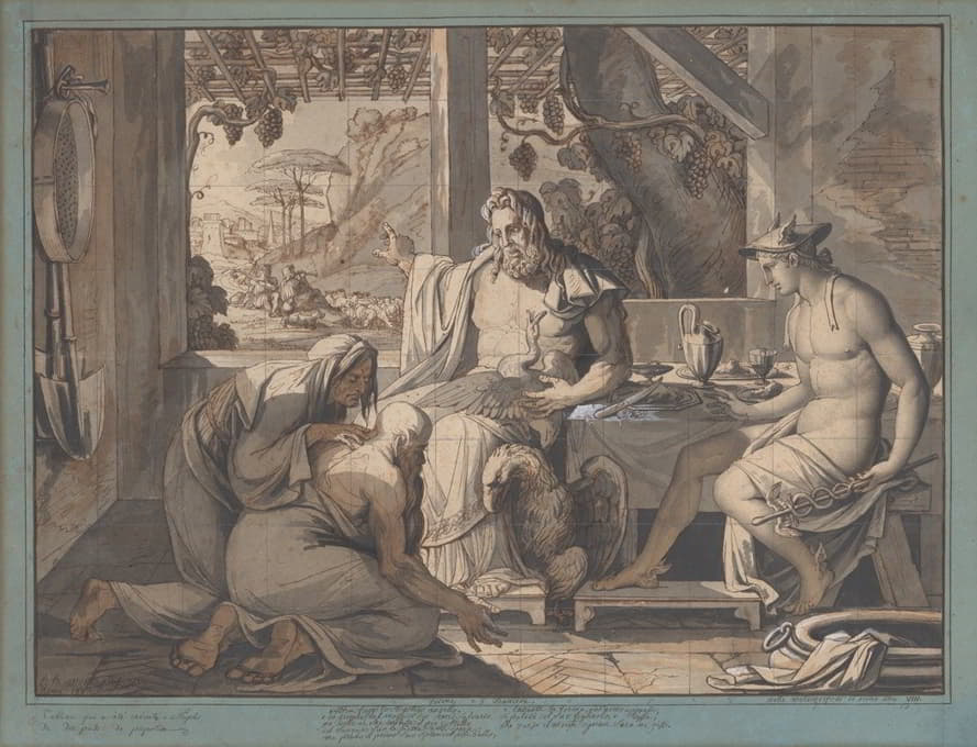Elie-Honoré Montagny - Jupiter and Mercury reveal themselves to Philemon and Baucis