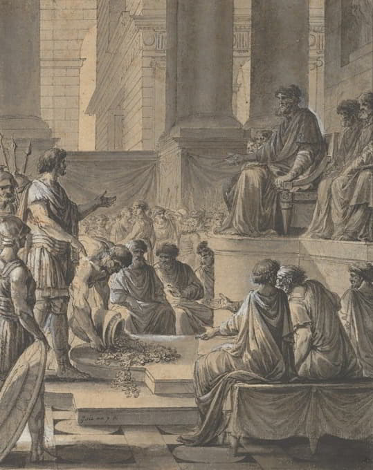 Etienne Pierre Adrien Gois - Hannibal Before the Senate in Carthage