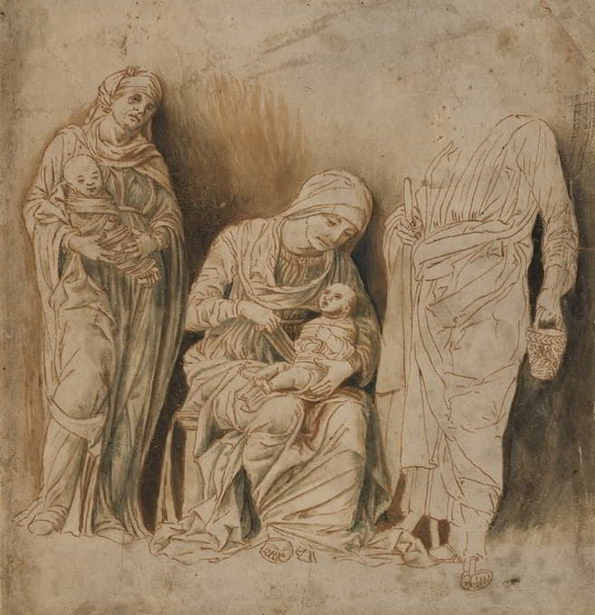 Follower of Andrea Mantegna - The Holy Family with Saint Elizabeth and the Infant John the Baptist