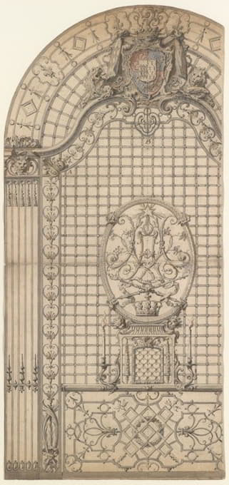 Gilles-Marie Oppenord - Design for the Wrought-Iron Entrance Grille of a Chapel