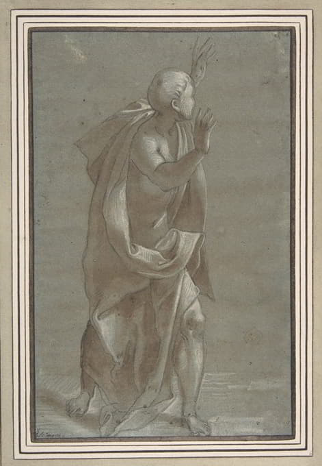 Giovanni Paolo Lomazzo - Standing Male Draped Figure With His Hands Raised