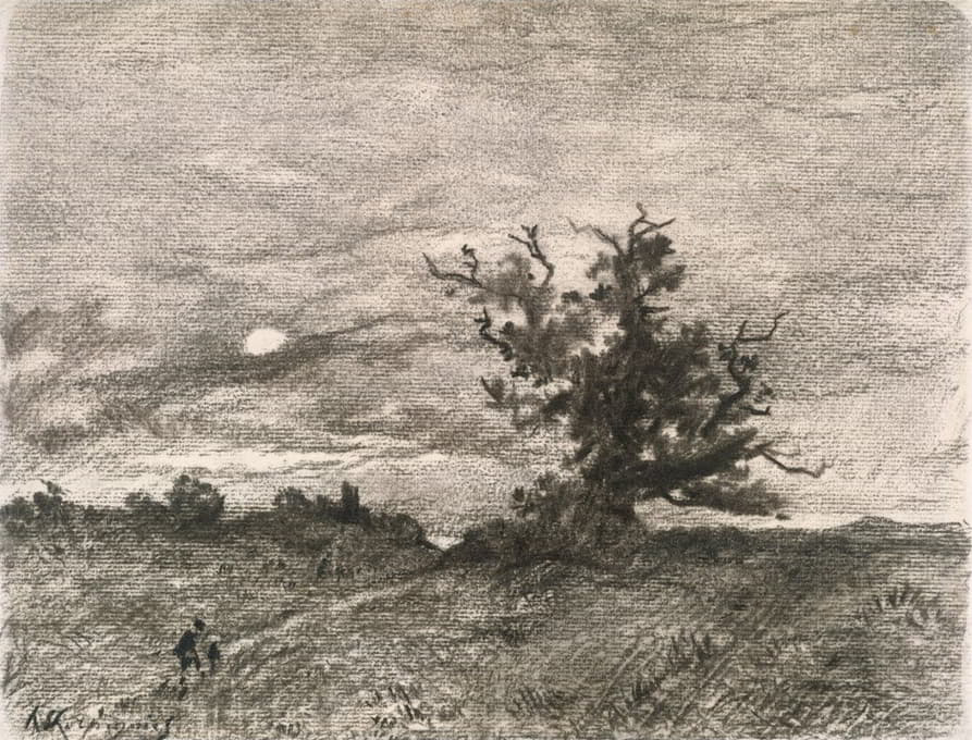 Henri-Joseph Harpignies - Moonlit Landscape