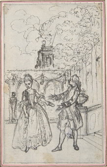 Hubert-François Gravelot - Design for a Scene in de Laujon’s ‘L’Amoureux de quinze ans, ou la Double-Fête..’