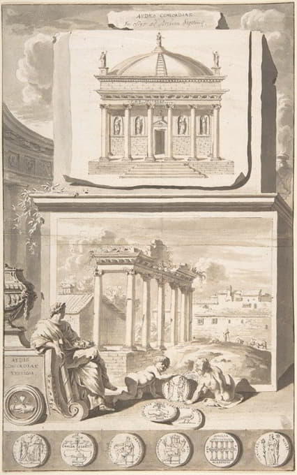 Jan Goeree - A Reconstruction of the Aedes Concordiae (above) and a View of the Ruins (below)