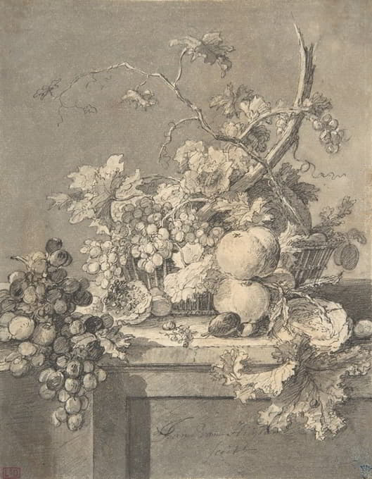 Jan van Huysum - A Basket of Fruit