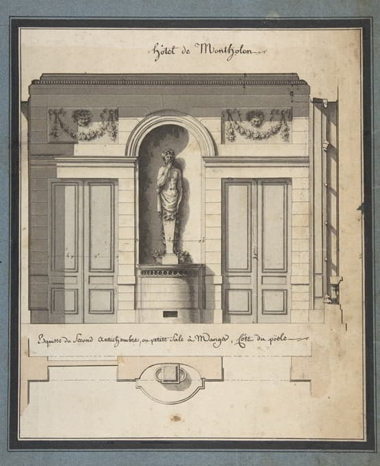Jean Jacques Lequeu - Section and Plan of the Small Dining Room of the Hôtel de Montholon