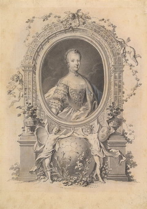装饰框中玛丽·安托瓦内特女王的肖像