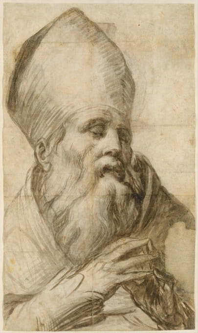 Parmigianino - Bishop Saint in Bust-Length (Cartoon for an Altarpiece)