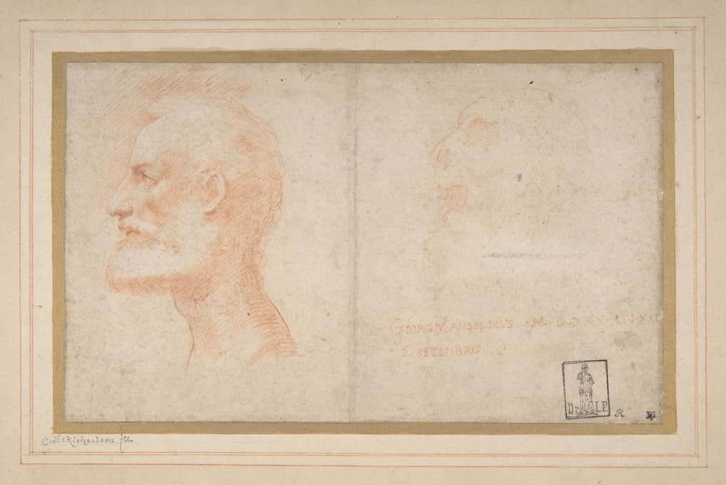 左边是一个留胡子男人的头像，可能是诗人乔治·安塞尔米的肖像