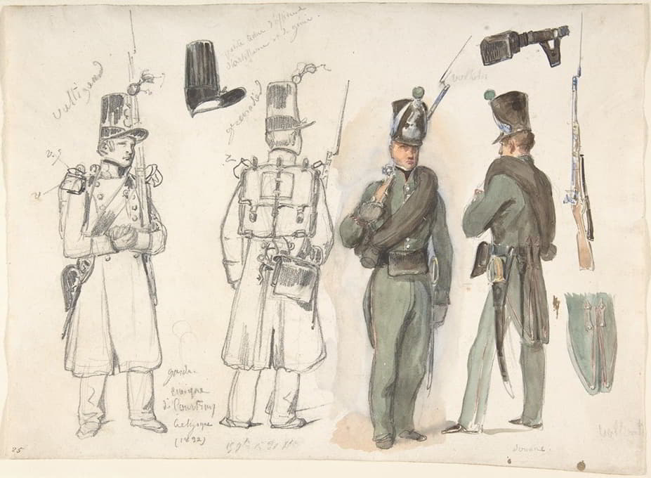 Denis Auguste Marie Raffet - Uniforms of the civil guard in Courtray, Belgium
