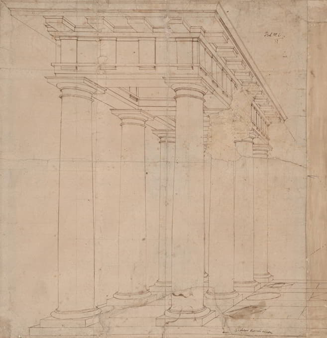 Baldassare Peruzzi - Study for a Colonnade in Perspective