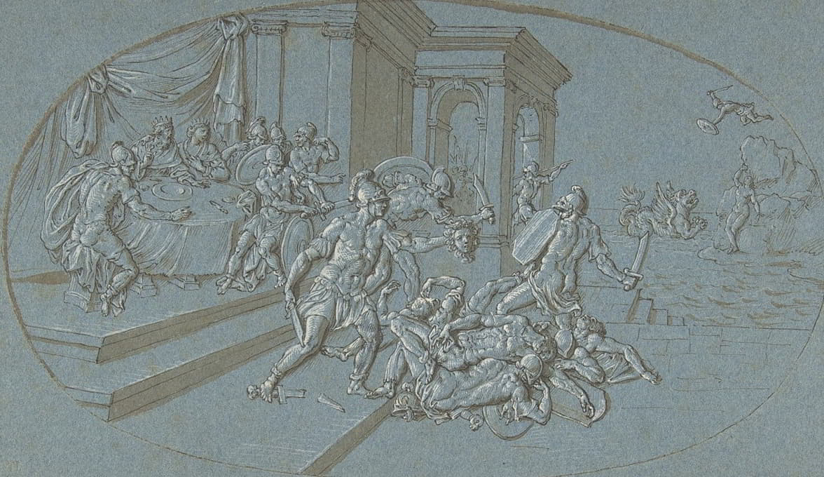 Circle of Bernard Picart - Fight Between Perseus And Phineus in the Palace of Cephus