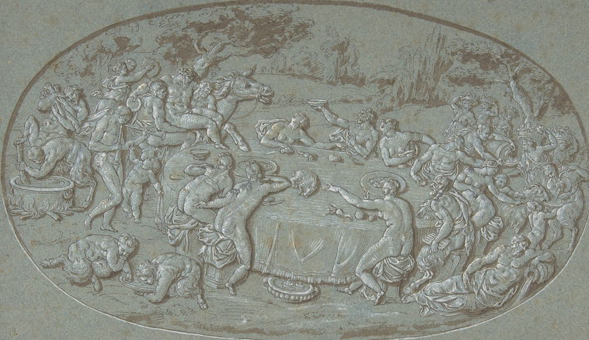 Circle of Bernard Picart - King Midas Feasting At The Arrival of Silenus