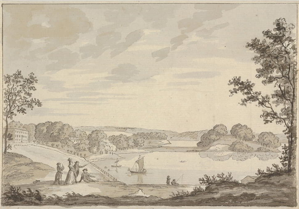 Erik Pauelsen - View of Naesse castle with Lake Furesø from the West