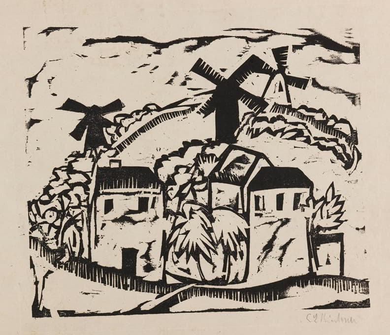 Ernst Ludwig Kirchner - Landschaft mit Windmühlen