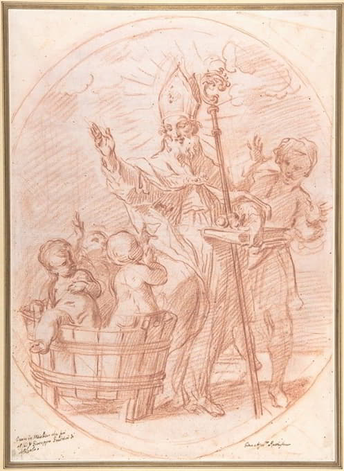 Giovanni Agostino Ratti - Saint Nicholas of Bari Resuscitating Three Children Discovered in a Tub of Brine