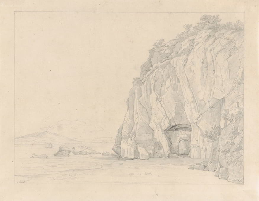 Heinrich Reinhold - A Grotto near Sorrento, with a Distant View of the Vesuvius