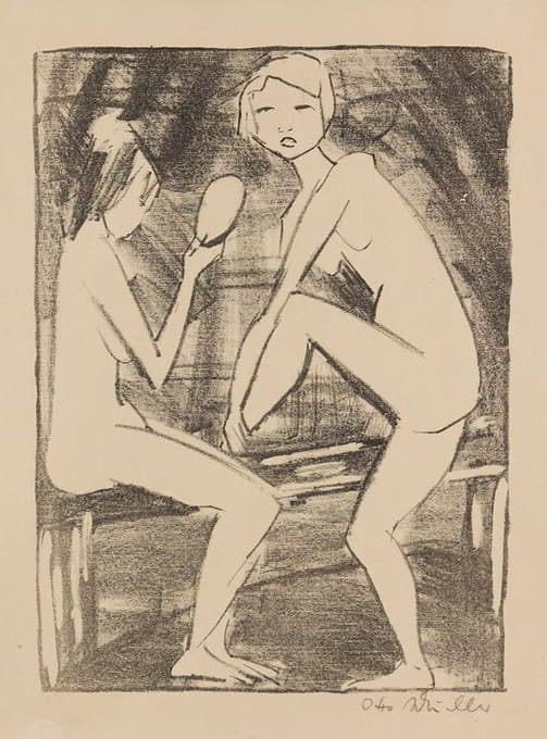 Otto Mueller - Zwei Mädchen mit Handspiegel