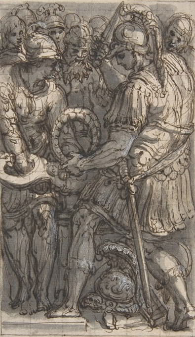 亚力山大在罗马圣安吉洛城堡为壁画而作的《剪戈尔甸结》（Cutting the Gordian Knot，习作for a Fresco）