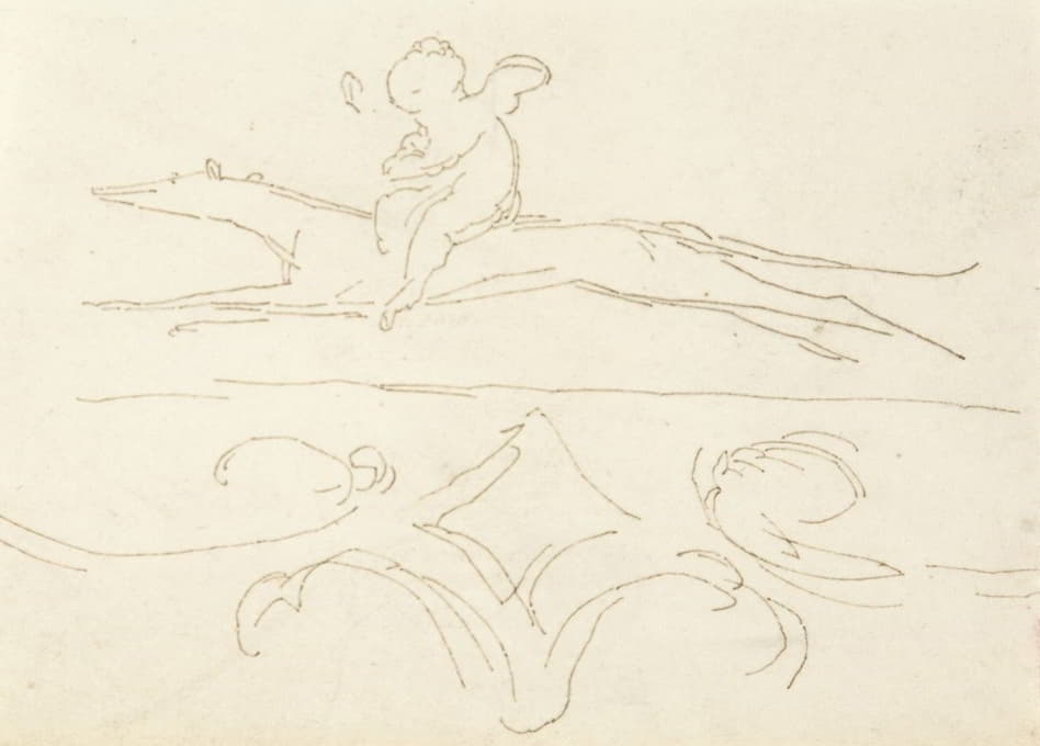 William Pitts - Sketch of a Child Riding a Dog