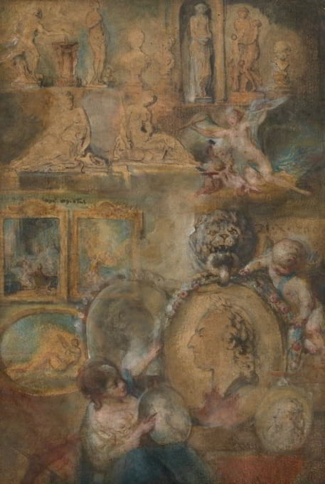 路易十五作为艺术赞助人的寓言，来自1769年沙龙的绘画和雕塑