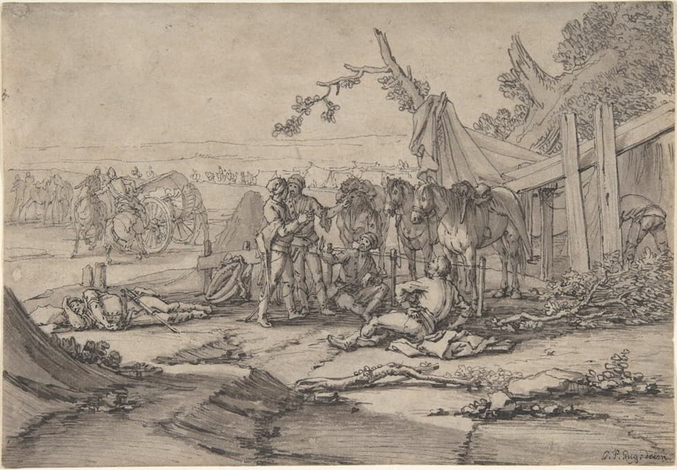 Georg Philipp Rugendas - Cavalry Men at Rest