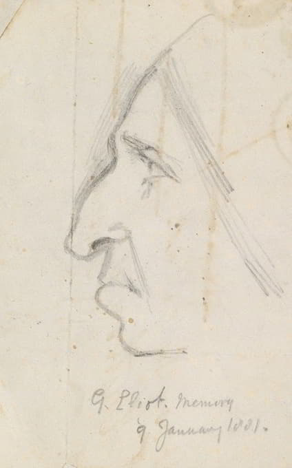 George Richmond - Portrait of George Eliot, seen in profile to the left