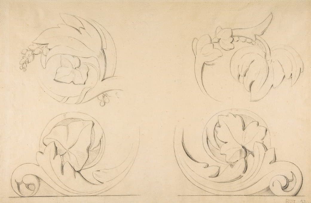 Georges Seurat - Architectural Motifs; Four Rinceaux