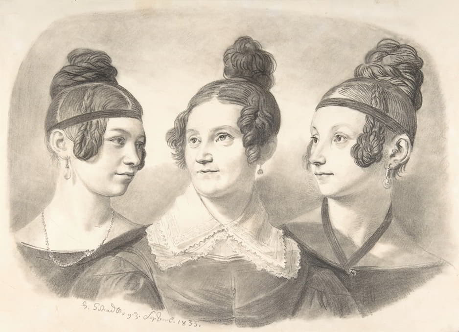 冯·奥本夫人和她的两个女儿的画像
