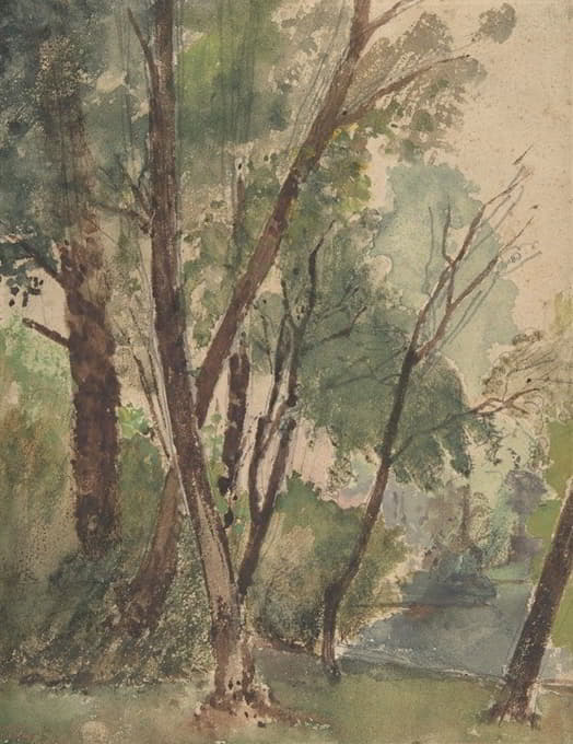 Louis-Antoine-Léon Riesener - Trees Beside a Pond