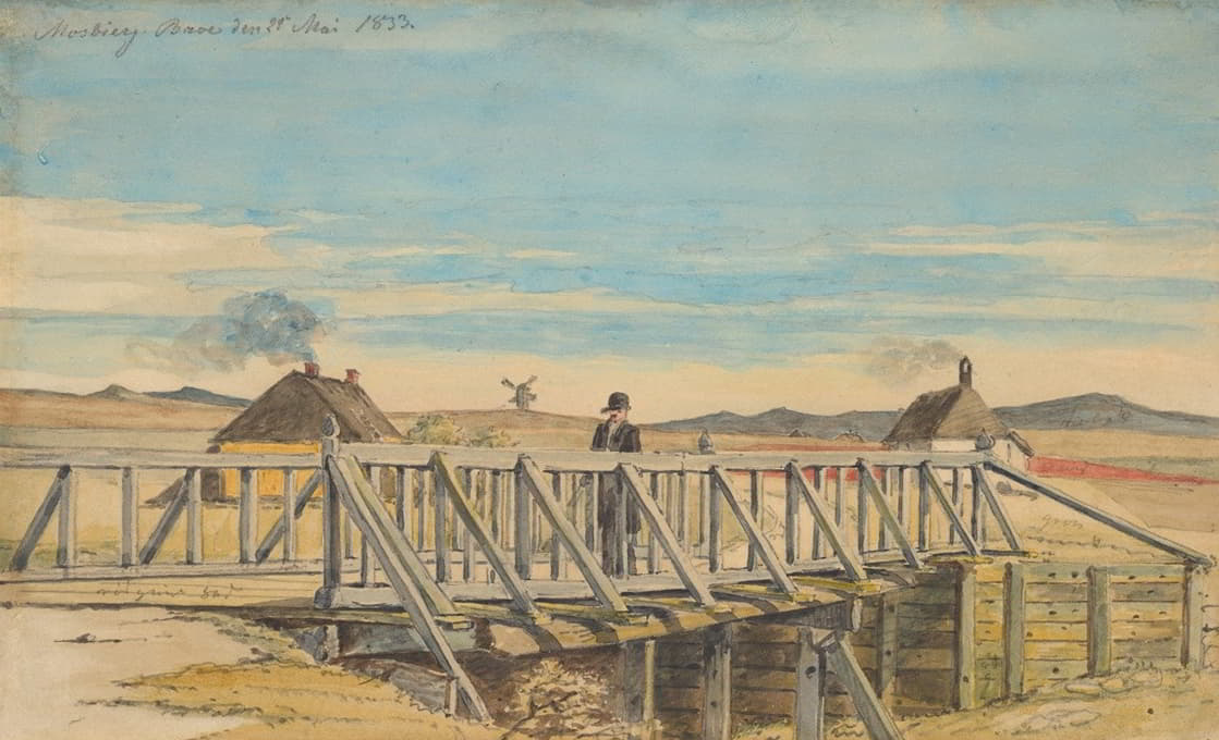 Martinus Rørbye - Landscape with a Bridge Near Mosbjerg