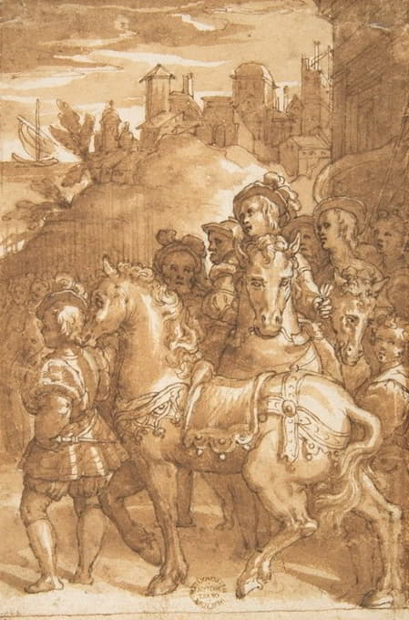法国国王弗兰西斯一世与查尔斯五世之间停战的习作，卡普拉罗拉法尔内塞宫壁画