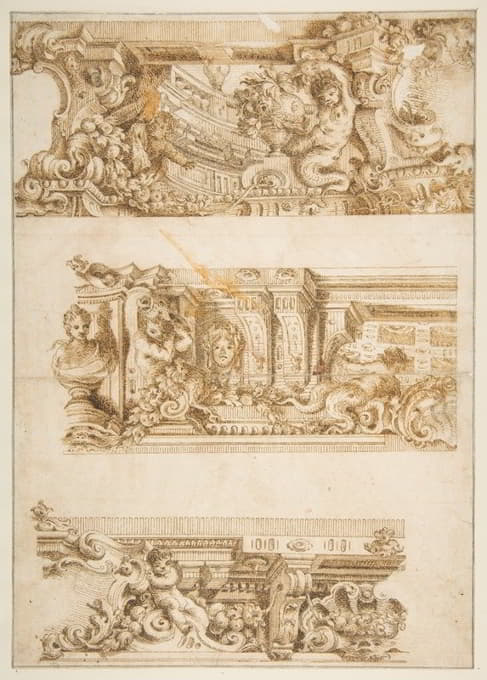 Antonio Maria Visentini - Drawing for Engraving in Raccolta di Vari Schizzi, Venice, 1747, After Angelo Rosis.