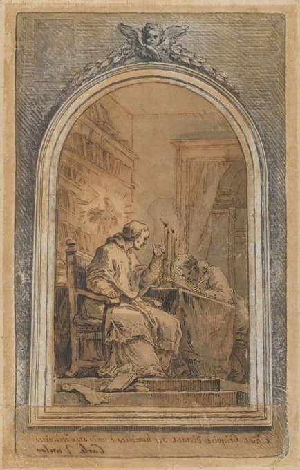 Charles-André van Loo - St. Gregory Dictating His Homilies to a Secretary