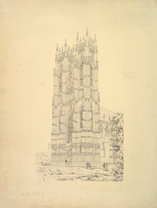 Charles Wickes - The Beverley Minster, Yorkshire, England, Perspective View of the West Facade