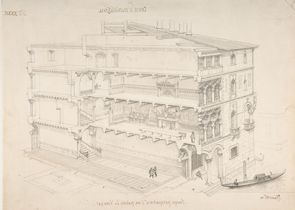 Eugène-Emmanuel Viollet-le-Duc - Perspectival Cross-Section of a Venetian Palace