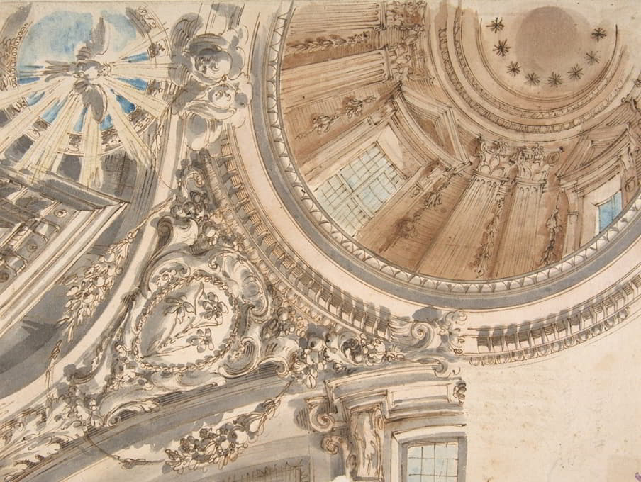 Faustino Trebbi - Design for Part of a Church Ceiling with a Dome