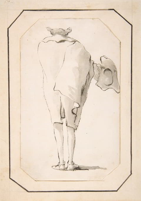 Giovanni Battista Tiepolo - Caricature of a Man Holding a Tricorne, Seen from Behind